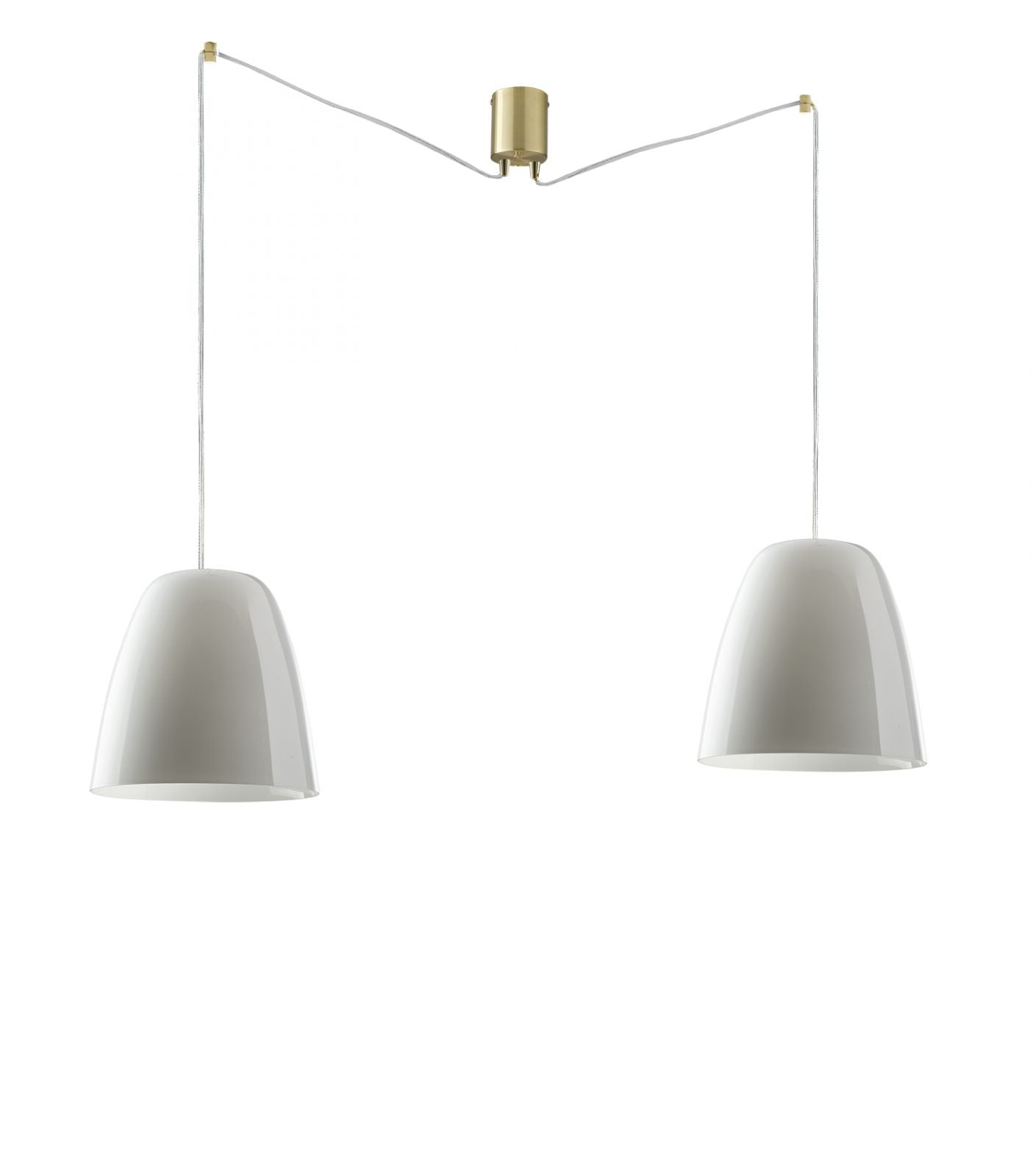 Sospensione 2 luci in vetro bianco struttura in metallo oro satinato 2XE27 non incl. ARES Sospensione 2 luci in vetro bianco struttura in metallo oro satinato 2XE27 non incl. ARES